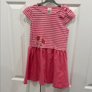 Gymboree Pink Striped Dress with Floral Embroidery